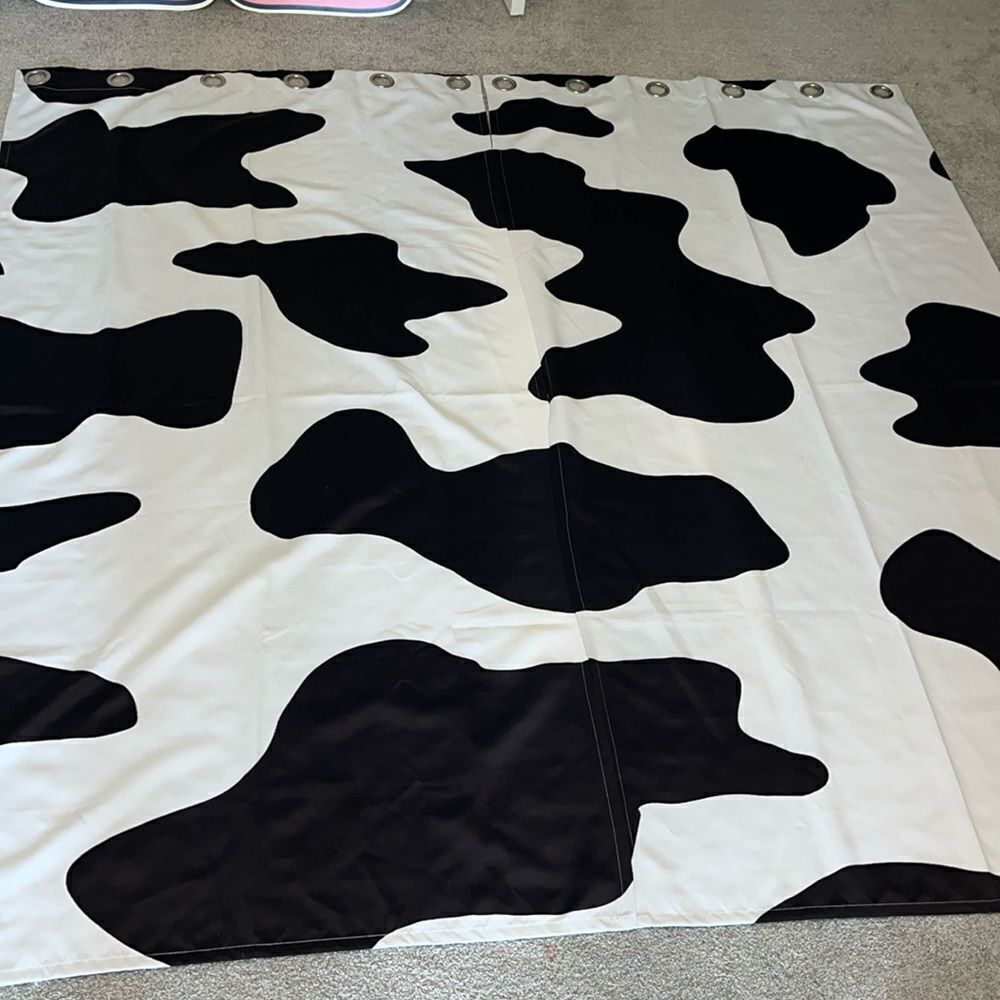 set of 2 Novelty Bovine Black & White Chick fil a Cow pattern Curtains 84” x 42”